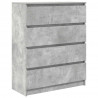 Komoda Betonowa Szara 80x35x99 cm Drewno klejone
