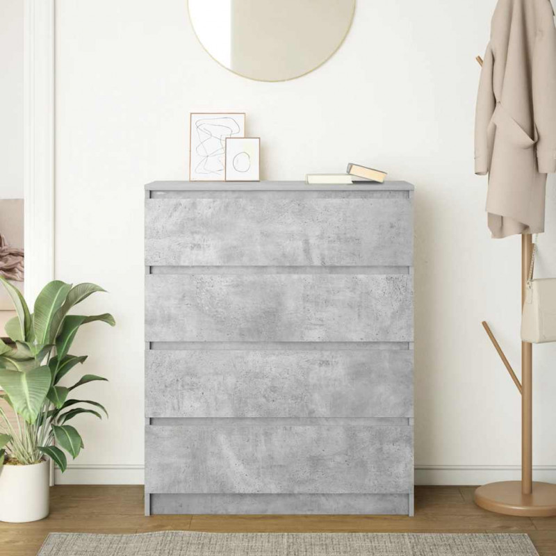 Komoda Betonowa Szara 80x35x99 cm Drewno klejone