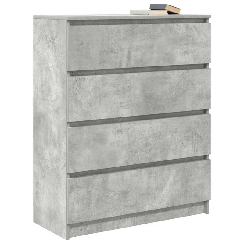 Komoda Betonowa Szara 80x35x99 cm Drewno klejone