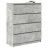 Komoda Betonowa Szara 80x35x99 cm Drewno klejone