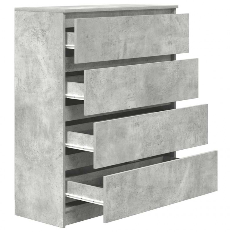 Komoda Betonowa Szara 80x35x99 cm Drewno klejone