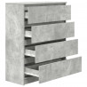Komoda Betonowa Szara 80x35x99 cm Drewno klejone