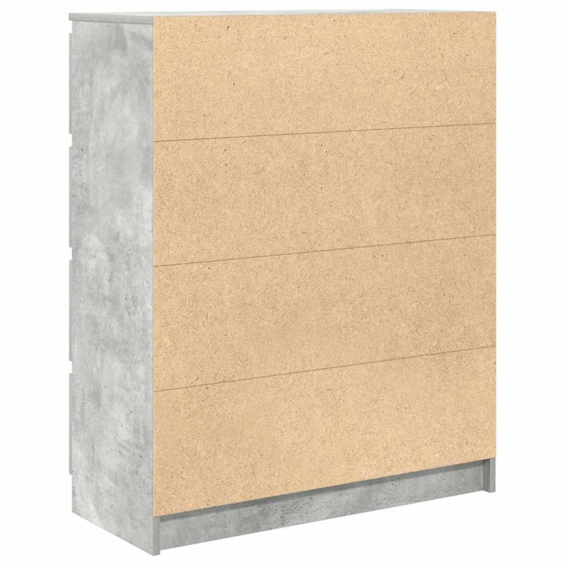 Komoda Betonowa Szara 80x35x99 cm Drewno klejone