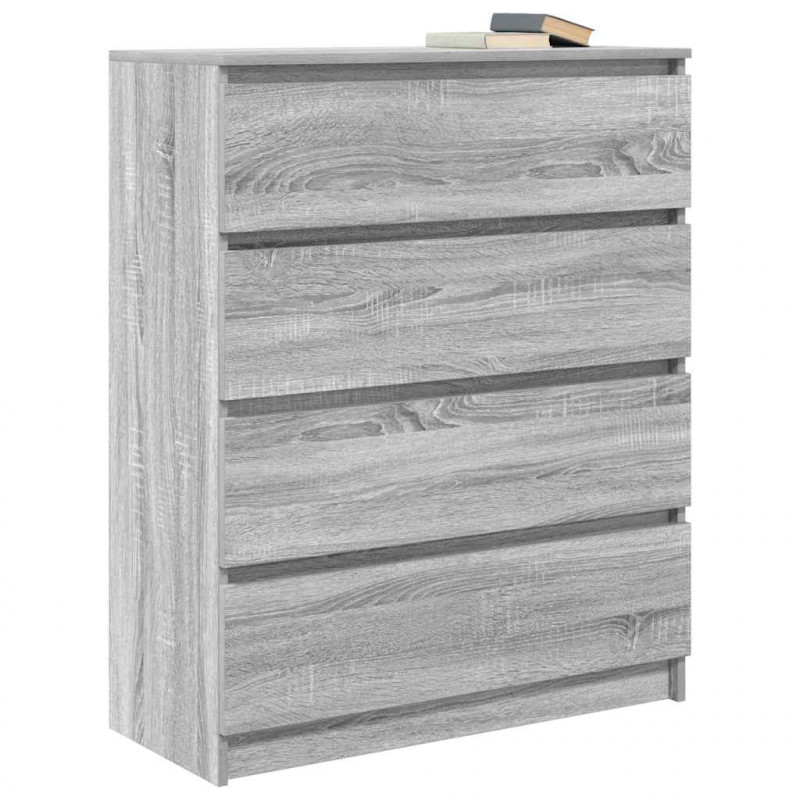 Komoda Szara Sonoma 80x35x99 cm Drewno klejone