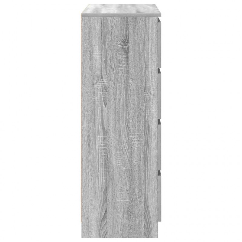 Komoda Szara Sonoma 80x35x99 cm Drewno klejone