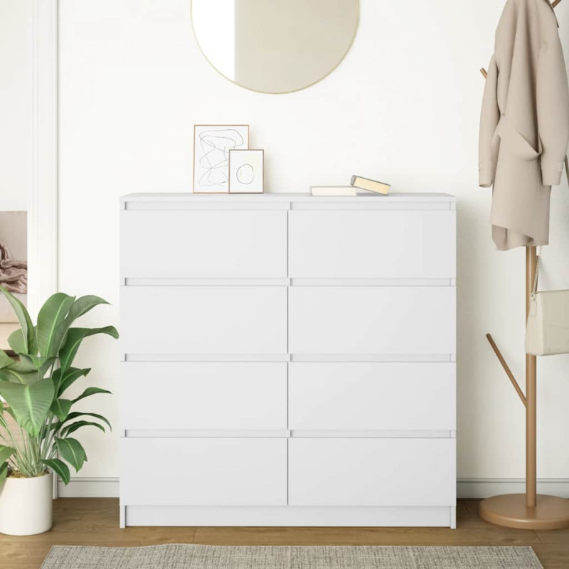 Komoda Biała 100x35x99 cm Drewno klejone