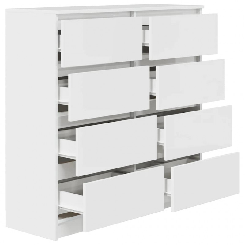 Komoda Biała 100x35x99 cm Drewno klejone