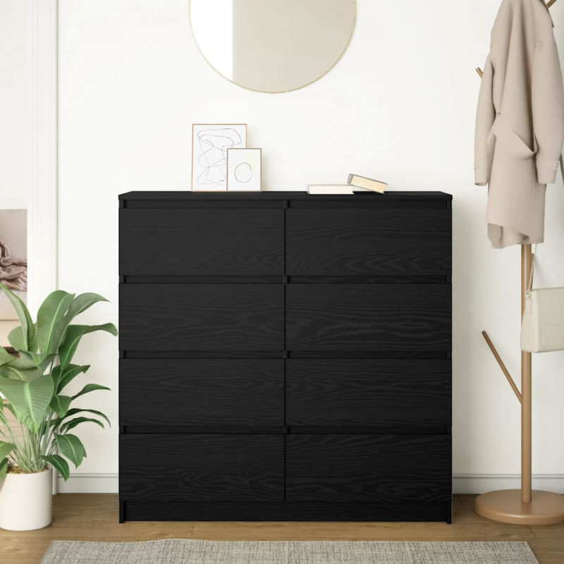 Komoda Czarny Dąb 100x35x99 cm Drewno klejone