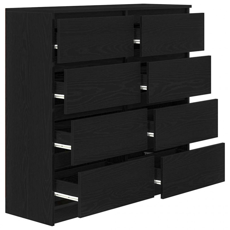 Komoda Czarny Dąb 100x35x99 cm Drewno klejone