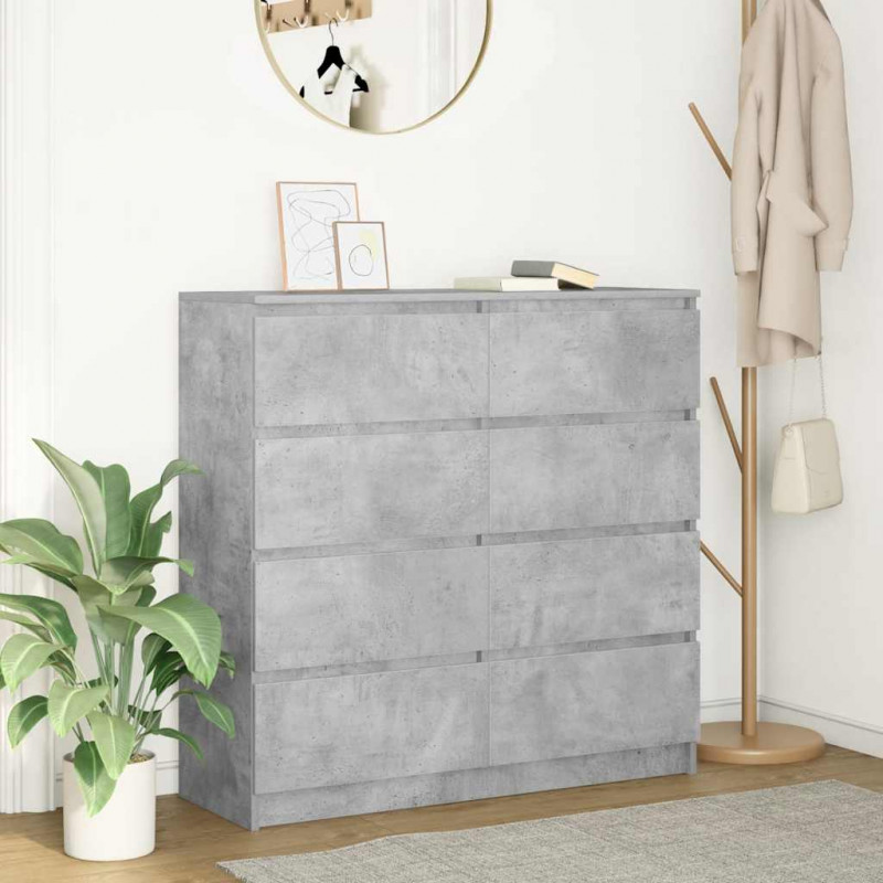 Komoda Betonowa Szara 100x35x99 cm Drewno klejone