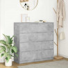 Komoda Betonowa Szara 100x35x99 cm Drewno klejone