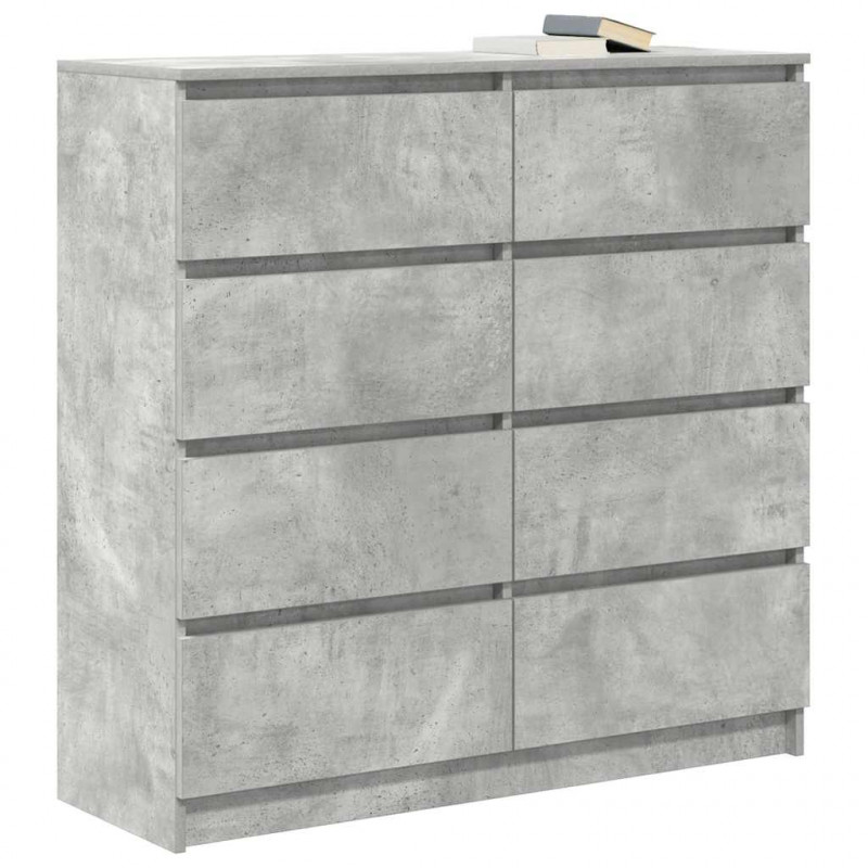 Komoda Betonowa Szara 100x35x99 cm Drewno klejone