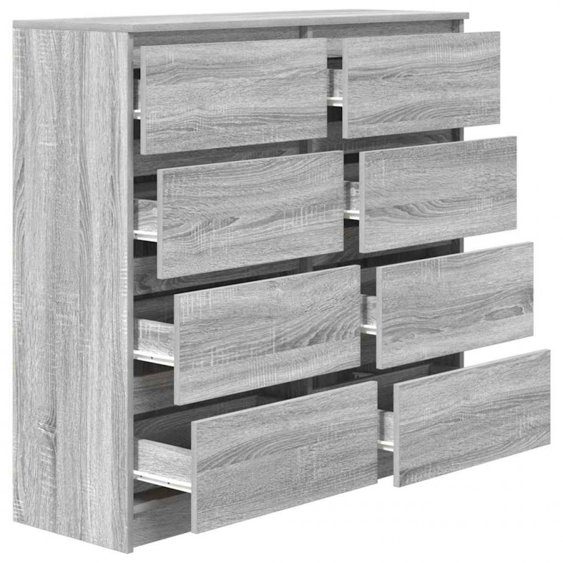Komoda Szara Sonoma 100x35x99 cm Drewno klejone