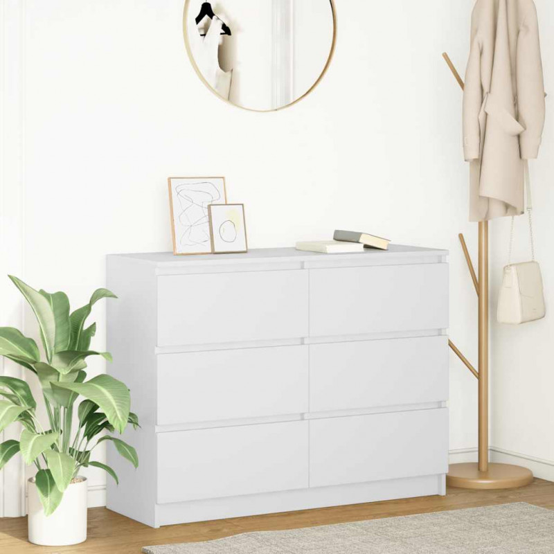 Komoda Biała 100x35x76 cm Drewno klejone