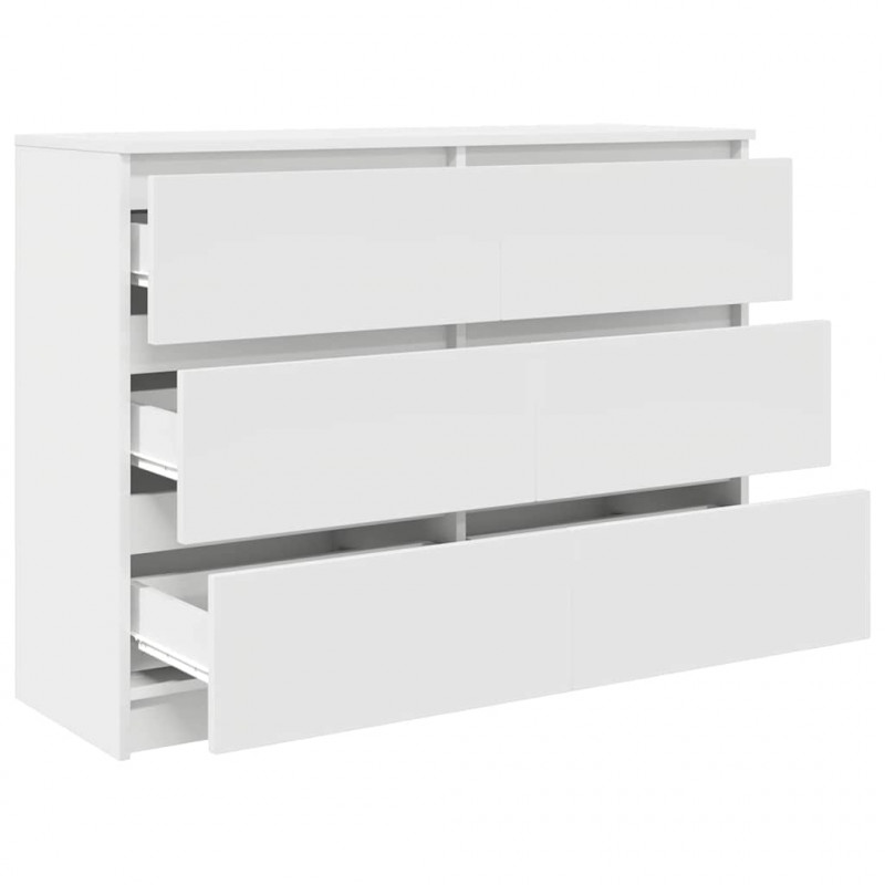 Komoda Biała 100x35x76 cm Drewno klejone