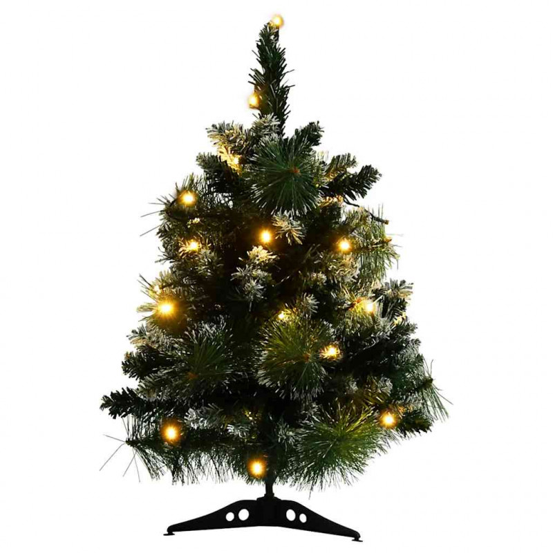 Sztuczna choinka z lampkami i stojakiem, zielona, 60 cm, PVC