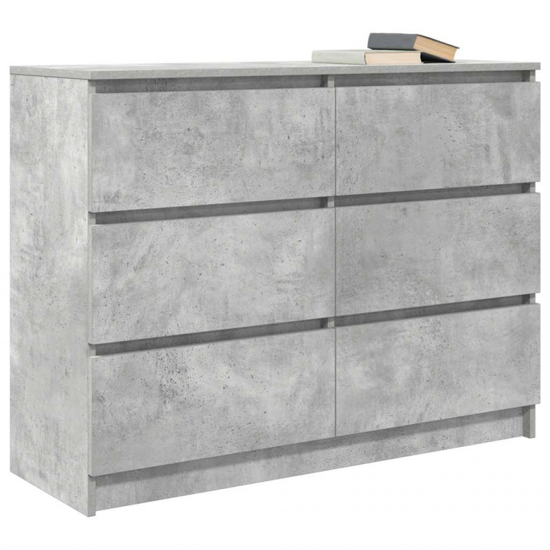 Komoda Betonowa Szara 100x35x76 cm Drewno klejone