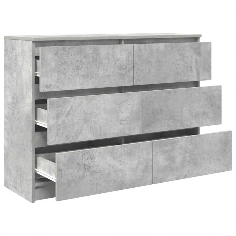 Komoda Betonowa Szara 100x35x76 cm Drewno klejone
