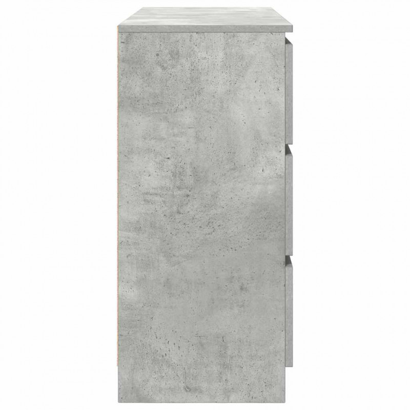 Komoda Betonowa Szara 100x35x76 cm Drewno klejone