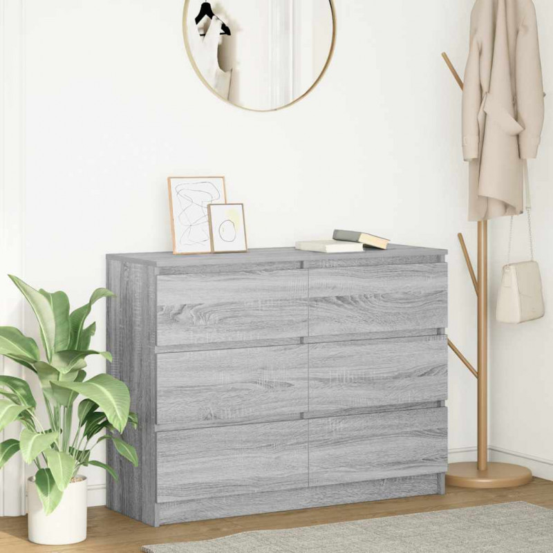 Komoda, szary dąb sonoma, 100x35x76 cm, materiał drewnopochodny