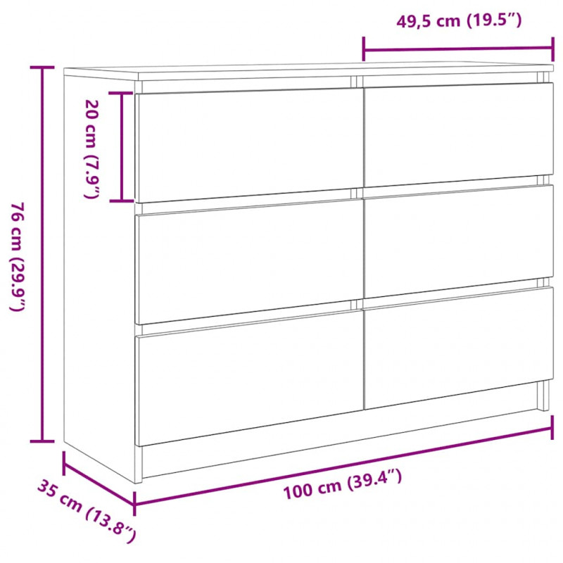 Komoda Artisan Dąb 100x35x76 cm Drewno klejone