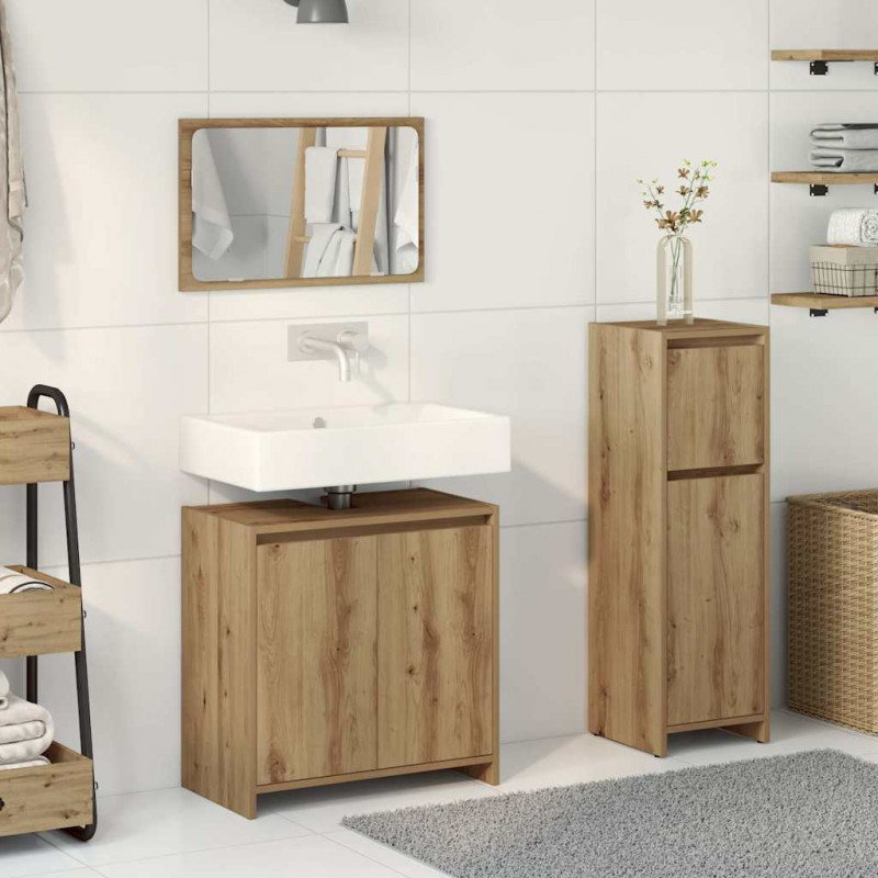 3-częściowy zestaw mebli łazienkowych, dąb artisan
