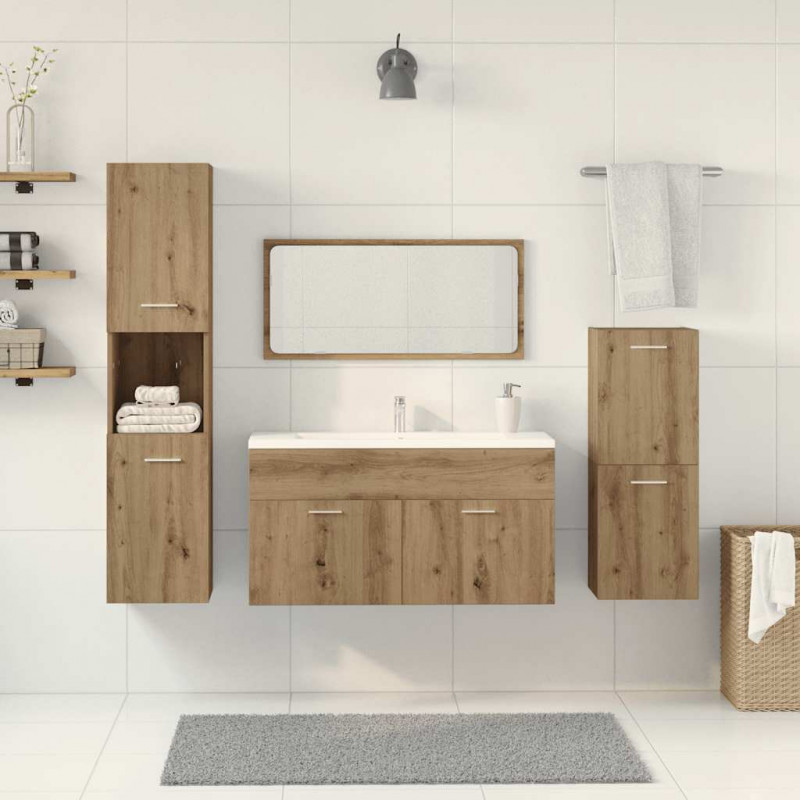 4-częściowy zestaw mebli łazienkowych, dąb artisan