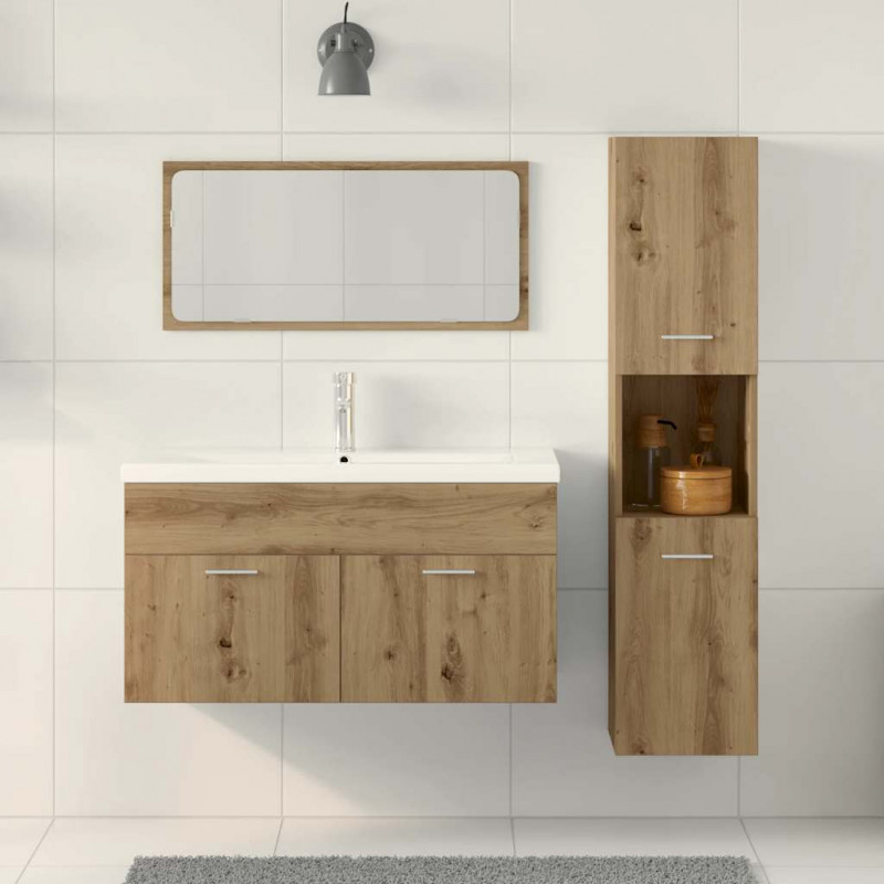 3-częściowy zestaw mebli łazienkowych, dąb artisan