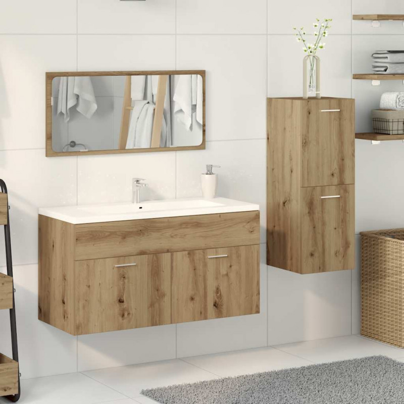3-częściowy zestaw mebli łazienkowych, dąb artisan