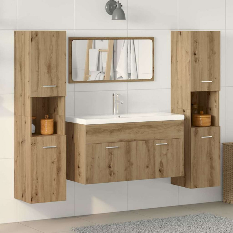 4-częściowy zestaw mebli łazienkowych, dąb artisan