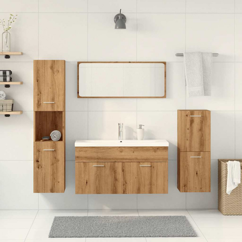 5-częściowy zestaw mebli łazienkowych, dąb artisan