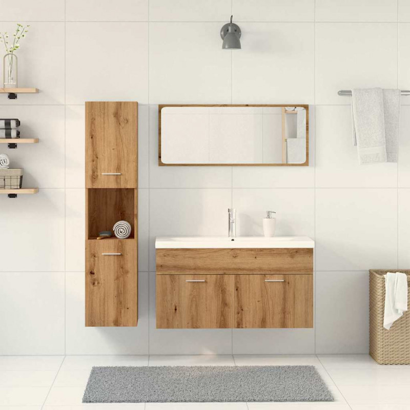 5-częściowy zestaw mebli łazienkowych, dąb artisan