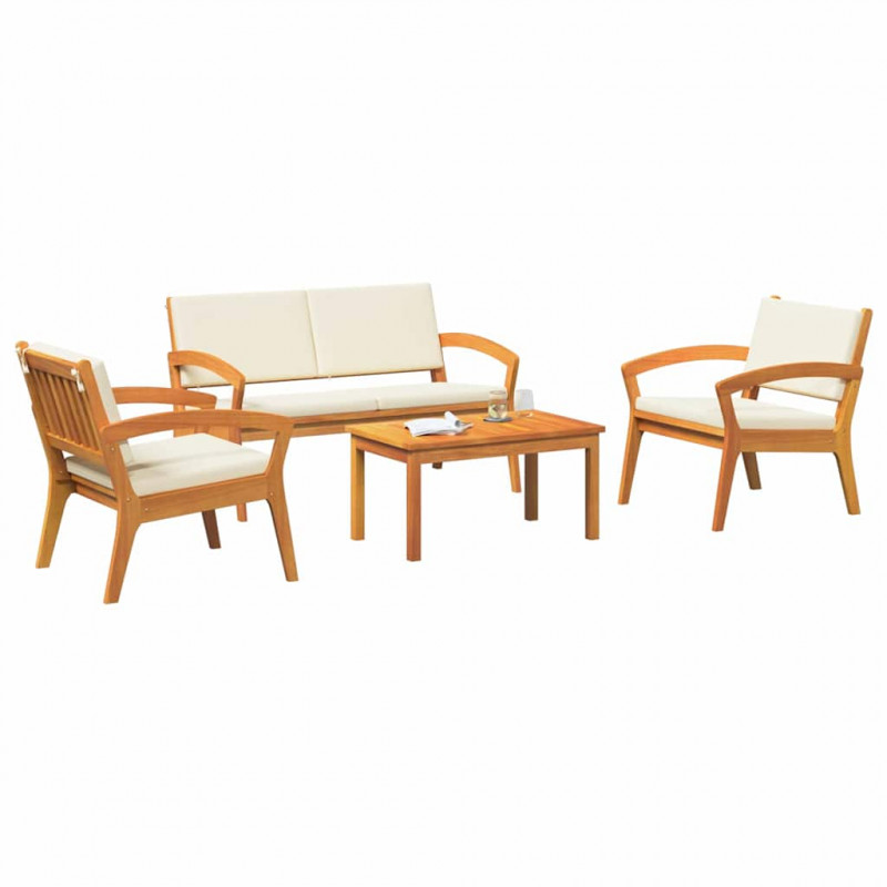 Zestaw bistro z poduszką 4 pcs Brązowy Poliester