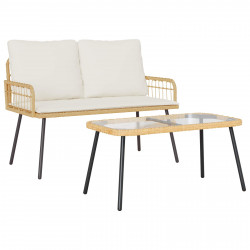 Zestaw do jadalni w ogrodzie 2 pcs Naturalny polirattan