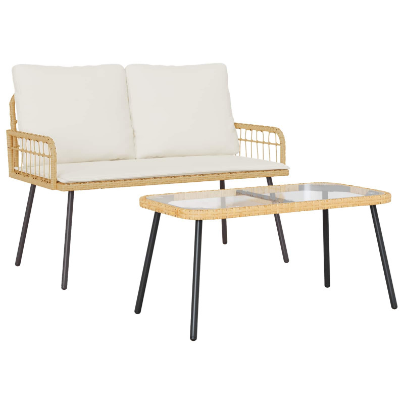 Zestaw do jadalni w ogrodzie 2 pcs Naturalny polirattan