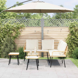 Zestaw Sof na Ogród z poduszką 4 pcs Naturalny polirattan