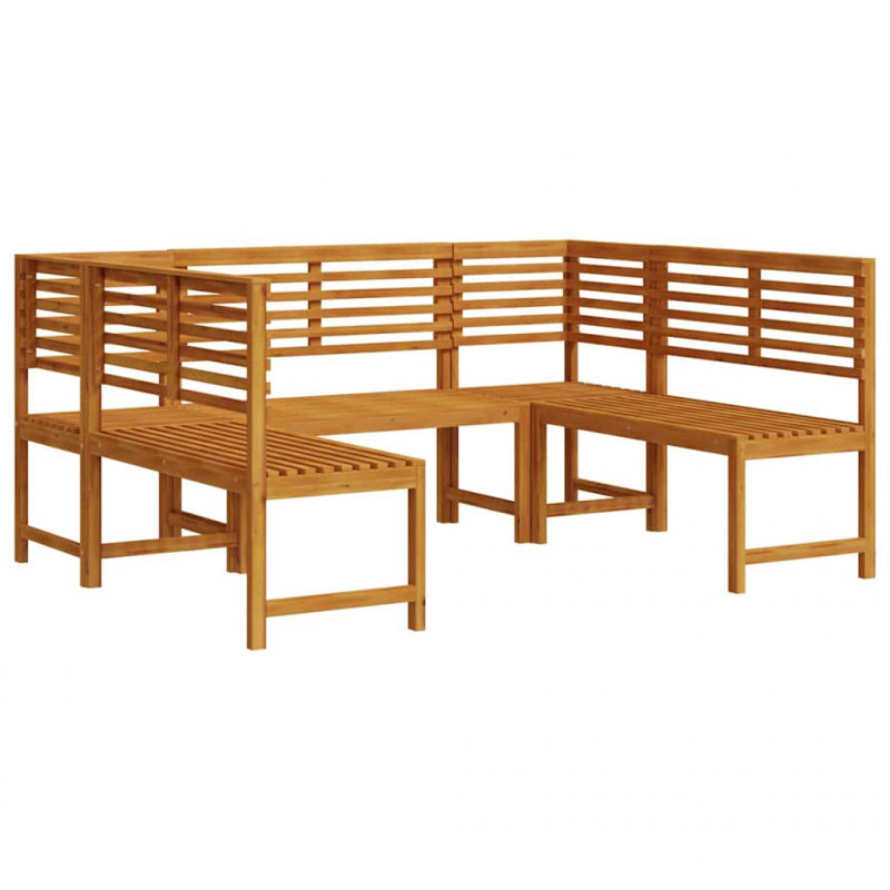 Zestaw Ławka Ogrodowa 5 pcs Brązowy Lite Drewno Akacji