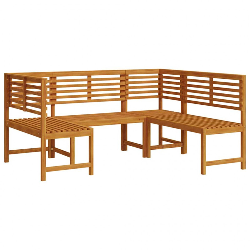 Zestaw Ławka Ogrodowa 3 pcs Brązowy Lite Drewno Akacji
