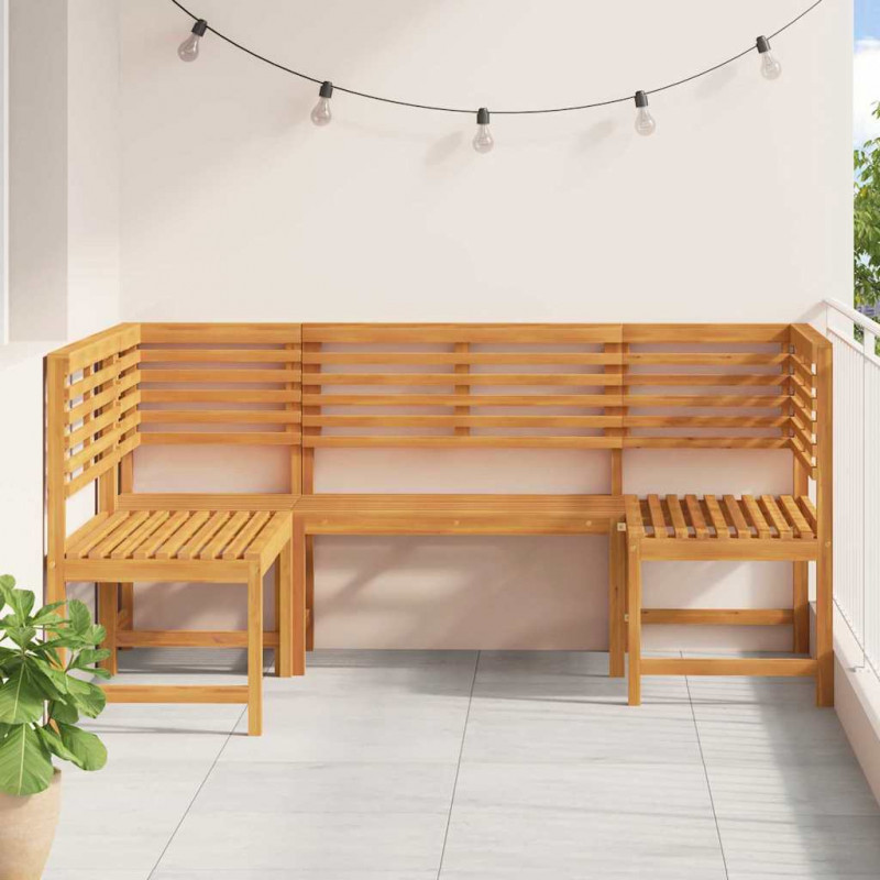 Zestaw Ławka Ogrodowa 3 pcs Brązowy Lite Drewno Akacji