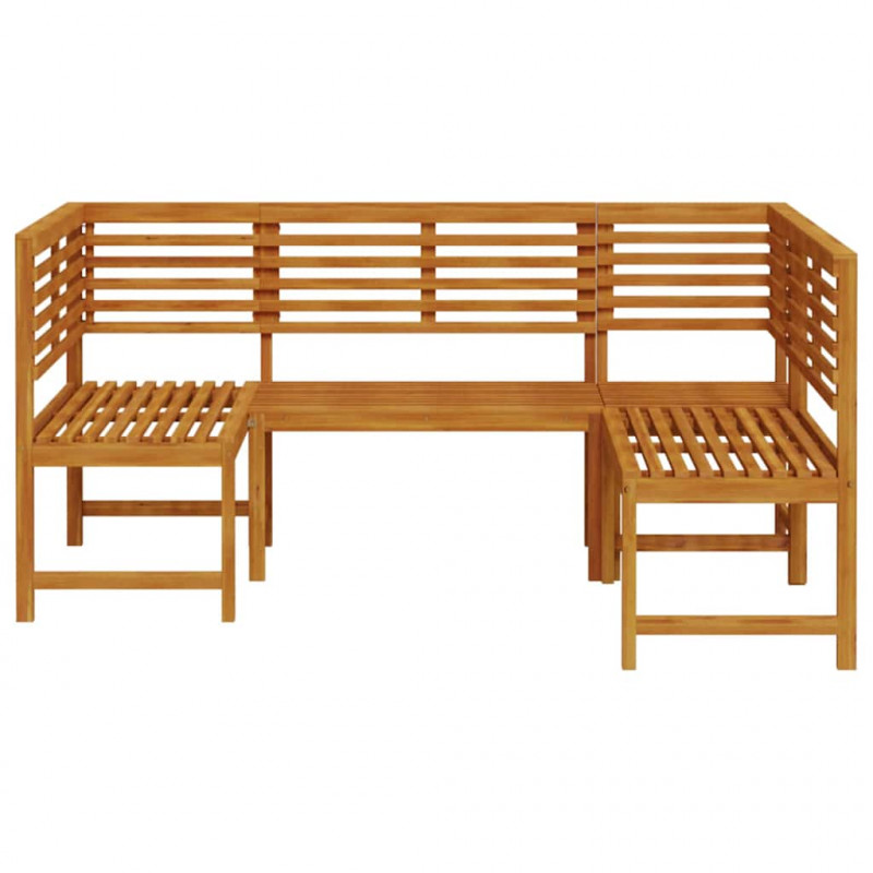 Zestaw Ławka Ogrodowa 3 pcs Brązowy Lite Drewno Akacji
