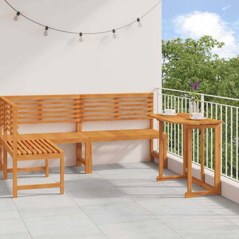 Zestaw Ławka Ogrodowa 3 pcs Brązowy Lite Drewno Akacji