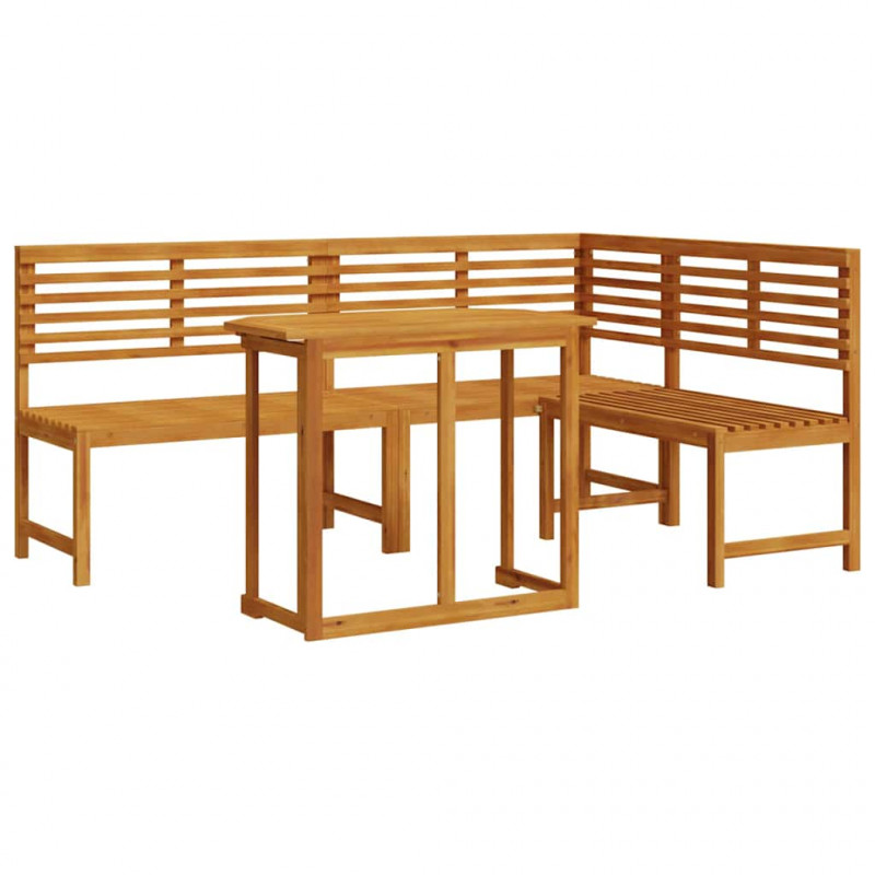 Zestaw Ławka Ogrodowa 3 pcs Brązowy Lite Drewno Akacji