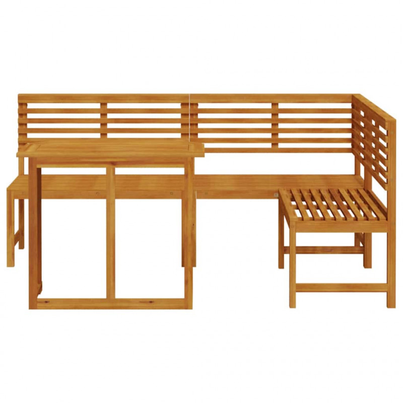 Zestaw Ławka Ogrodowa 3 pcs Brązowy Lite Drewno Akacji
