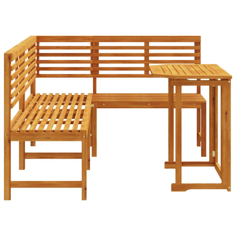 Zestaw Ławka Ogrodowa 3 pcs Brązowy Lite Drewno Akacji