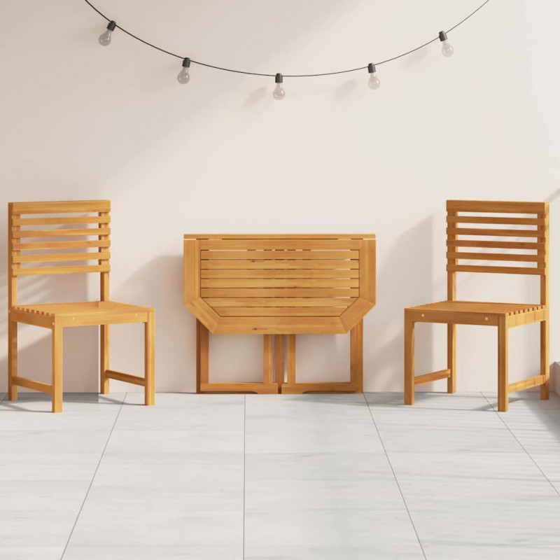 Zestaw Bistro Ogrodowego 3 pcs Brązowy Lite Drewno Akacji
