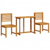 Zestaw Bistro Ogrodowego 3 pcs Brązowy Lite Drewno Akacji