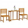 Zestaw Bistro Ogrodowego 3 pcs Brązowy Lite Drewno Akacji