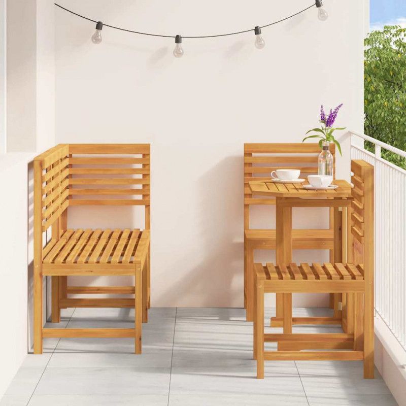 Zestaw Bistro Ogrodowego 5 pcs Brązowy Lite Drewno Akacji