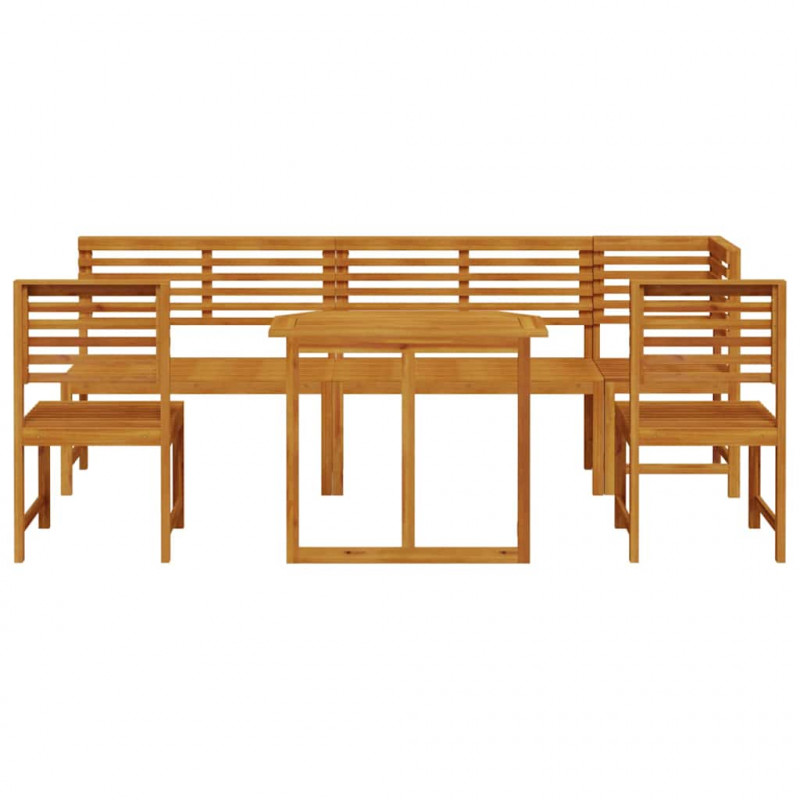 Zestaw Bistro Ogrodowego 6 pcs Brązowy Lite Drewno Akacji