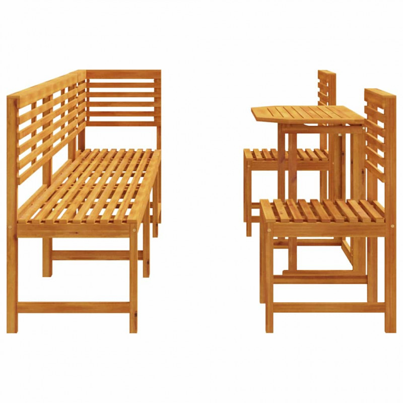 Zestaw Bistro Ogrodowego 6 pcs Brązowy Lite Drewno Akacji